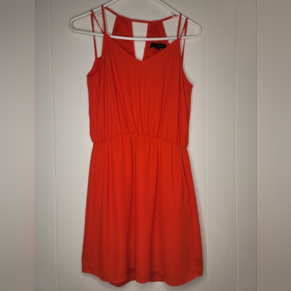 Banana Republic Womens Strappy Cutout Mini Dress V Neck Pockets Sz 4 Posted Red - Picture 7 of 16